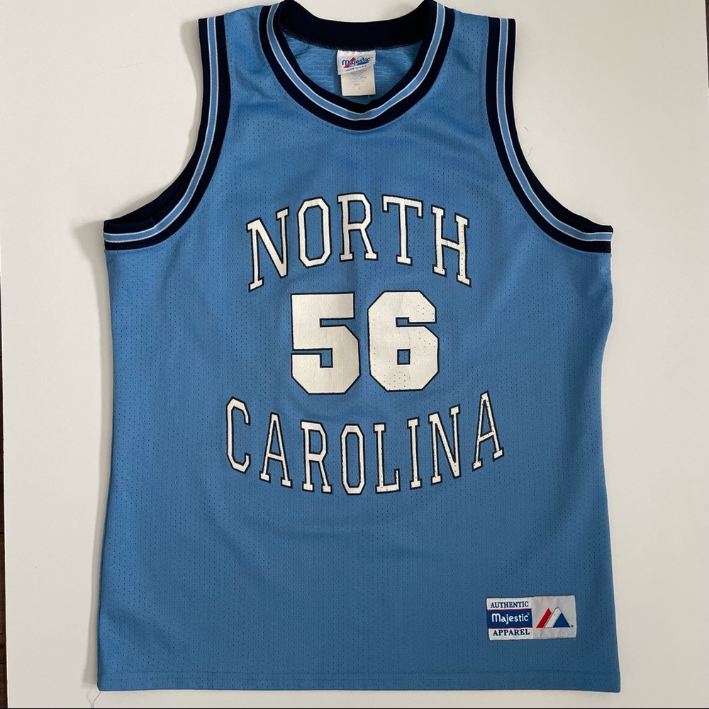 Vintage Majestic Basketball Jersey North Carolina Tar Heels #56 Blue White